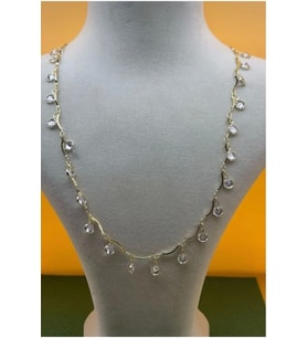 Kadın Gold Renk Zirkon Taşlı Şık Tasarım Kolye 45 CM (Altın)
