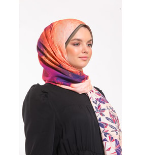 Çiçekli Desen Micro Modal Seri Şal Eşarp Askısı İle Birlikte 75x200 Vizon Somon 