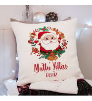 Mutlu Yıllar & Merry Christmas & Yılbaşı & Noel Baba Tasarımlı Yastık Kişiye Özel