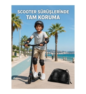 Çocuk Kaykay Paten Scooter Bisiklet Koruyucu Dizlik Seti 2 Adet Siyah -