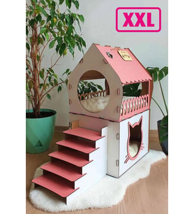 Büyük Kedi Evi Xxl Teraslı Kedi Evi 5kg Ve Üzeri Kediler Için XXL Pembe - Beyaz