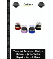 Özel Üretim Karton Şık Sunum Yuvarlak Tasarımlı Hediye Kutusu Şeffaf Mika Kapak Karışık Renk