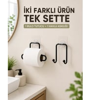Pratik Yapışkanlı Rulo Kağıtlık Ve Havlu Bez Askılığı 2 Parça Düzenleyici Set