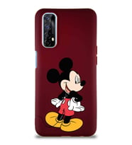 Realme 7 Soft Premier Kapak Mickey Mouse-D Tasarımlı Silikon Kılıf - Mürdüm (Şeffaf)