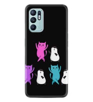 Oppo Reno 6 Kılıf Resimli Desenli Silikon Platinium Series Cat Dance 1824