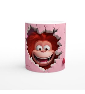 Pembe Kalpli Duvarı Yırtan Neşeli Orangutan Temalı Baskılı Kupa Bardak