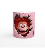 Pembe Kalpli Duvarı Yırtan Neşeli Orangutan Temalı Baskılı Kupa Bardak