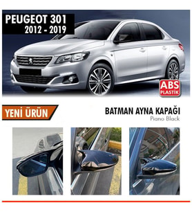 Peugeot 301 Uyumlu 2012 Sonrası Batman Yarasa Ayna Kapağı (Piano Black)