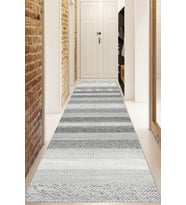 Dijital Baskılı Kaymaz Taban Yıkanabilir Modern Yolluk Ve Koridor Halısı NDU-SD-1096 (Gri)
