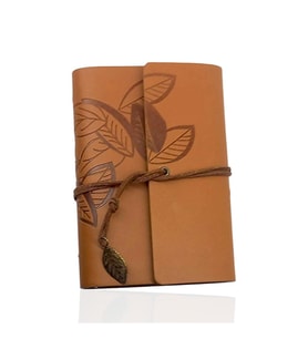 Retro Deri Defter Yaprak Tasarımlı Küçük Boy Taba