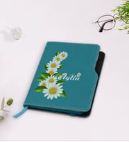 BK Gift Kişiye Özel Papatya Temalı Turkuaz Termo Deri Defter-8