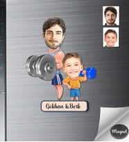 Kişiye Özel Sporcu Baba Oğul Ahşap Magnet -1