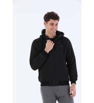 Maraton Comfort Erkek Kapüşonlu Siyah Eşofman Üstü