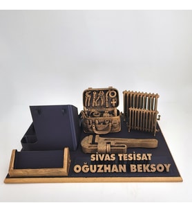 Kişiye Özel Su Tesisatçısı Masa İsimliği Kartvizitlik - Tesisat Dükkanı Açılış & Tebrik Hediyesi