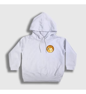 Presmono Unisex Çocuk Beyaz Dogecoin Bitcoin Kapüşonlu Sweatshirt 263487tt (Beyaz)