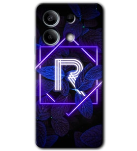 Redmi Note 13 4G Kılıf HD Desen Baskılı Kılıf - Dark Neon Yaprak R Harfi