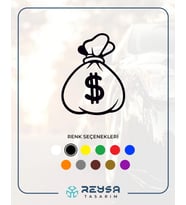 Dolar Para Çantası Araba Sticker siyah 12x16 CM (Siyah)