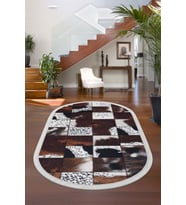 Dijidekor Halı Kahverengi DR01 Saçaklı Oval Kaymaz Kesme İnce Yolluk Kilim Salon Halısı Modelleri