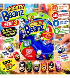 Mighty Beanz 6'lı Paket Seri 3 Yuvarlanan Koleksiyon Fasulyeleri Takla Atan Eğlenceli Oyuncak Seti