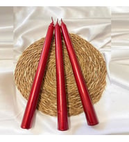 10 PCS CHRISTMAS CANDLE METALLIC BRIGHT RED CANDLESTICK 10 ADET KIRMIZI ŞAMDAN MUMU YILBAŞI MUMLARI