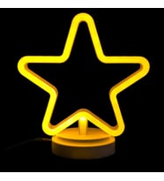 Neon Işıklı Yıldız Masa Gece Lambası Pil ve Usb