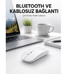 Bluetooth Kablosuz Wireless Mouse Şarjlı Sessiz Ergonomik 5000 DPI Fare