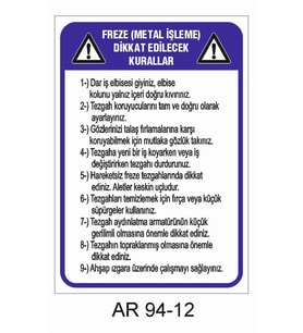 İŞ GÜVENLİĞİ UYARI LEVHASI 1 ADET PVC 21 X 29CM