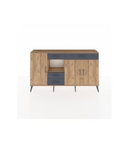 Arges Konsol 4 Raflı 4 Çekmeceli 3 Kapaklı 176x30x99 Çam-Çam/Antrasit