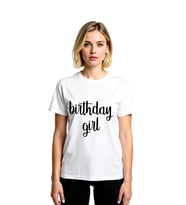 Kadın Doğum Günü Baskılı Vintage Tişört Kısa Kollu Yuvarlak Yaka Rahat Kesim %100 Pamuk Günlük Şık