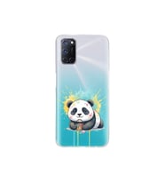 Oppo A92 ile Uyumlu Splash Panda Tasarımlı Şeffaf Silikon Kılıf