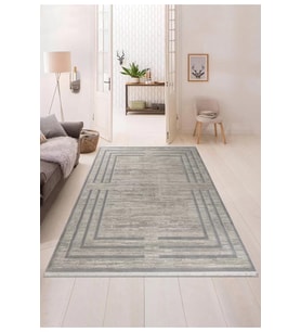 Pyramid Modern Salon ve Oturma Odası Halısı - Krem Gri (Gri - Ekru)