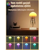 MOBGİFT Rgb Denizanası Gece Lambası Ses Sensörlü LED Dekoratif Masa Lambası USB Şarjlı Renk Değiştiren