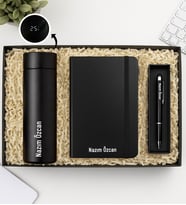 Kişiye Özel Hediye Seti – Defter + Dijital Termos +  Touchpen Kalem