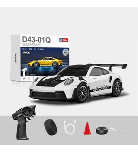 1:43 Kumandalı Mini Metal Şarjlı Porsche 911 Gt3 Rs 15 KM HIZ 4 Çeker Beyaz Renk