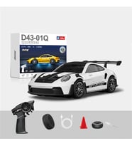 1:43 Kumandalı Mini Metal Şarjlı Porsche 911 Gt3 Rs 15 KM HIZ 4 Çeker Beyaz Renk