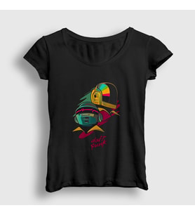 Presmono Kadın Siyah Helmets Daft Punk T-Shirt 59798tt