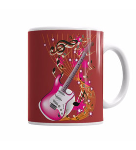 Music Müzik Gitar Kupa Bardak Porselen