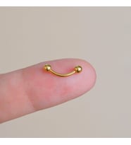 Cerrahi Çelik 8 mm İki Ucu Toplu Minimal Göbek Piercingi Gold Renkli (Çok Renkli)