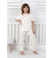Kısa Kollu Meyve Desenli Kız Çocuk Pijama Takımı