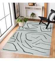 Beyaz Ekru Modern Soyut Desenli Salon Halısı Dijital Baskı Kaymaz Tabanlı Koridor