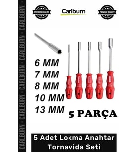 #Lokma Krom Vanadyum Çelik Uzun Sap 5 Adet Lokma Anahtar Tornavida 6/7/8/10/13/mm Metal Altıgen