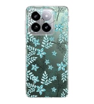 PrintiFy Xiaomi Mi 14 Uyumlu Kamera Korumalı Floral Su Yeşili Tasarımlı Şeffaf Silikon Kılıf