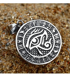 Çift Taraflı Kullanım Paslanmaz Çelik Antik Mısır Horus Göz Ra Kolye / Ankh Kolye