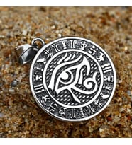 Çift Taraflı Kullanım Paslanmaz Çelik Antik Mısır Horus Göz Ra Kolye / Ankh Kolye