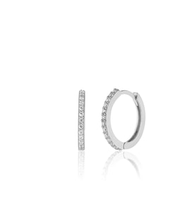 925 ayar Gümüş Yarım Tur Zirkon Taşlı 17 mm Halka küpe-Gümüş (STD)