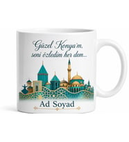 Konya Memleket Temalı Kişiye Özel Baskılı Kupa Bardak Hediye