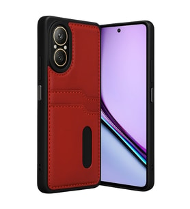 Realme 12 Lite Kılıf Sara Kartvizitli Deri Kılıf - Kırmızı