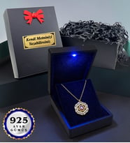 Kişiye Özel 925 Ayar Gümüş Altıgen Baget Kolye 100 Dilde Seni Seviyorum Altın Kaplama Zirkon Taşlı Kadın Kolye