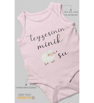 Teyzesinin Minik Kuzusu Baskılı Bebek Zıbını – Çıtçıtlı Body 8 Renk  %100 Pamuk Sıfır Kol (Bebek Pembesi)