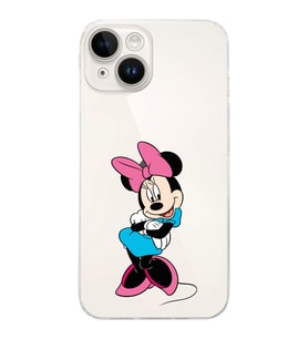 Apple iPhone 14 Uyumlu Kamera Korumalı Tıpalı Kapak Minnie Mouse Tasarımlı ŞeffafKılıf